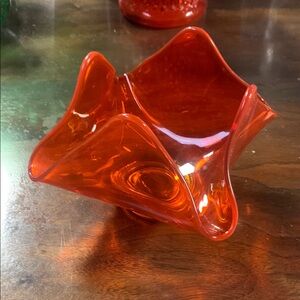 Viking Glass Persimmon “Art Deco” Small Vase